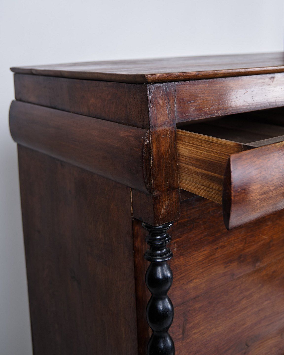 Secretary – Polished Oak – Green Felt Cloth & Brass Handles – 4 Drawers – 1820s photo vintage