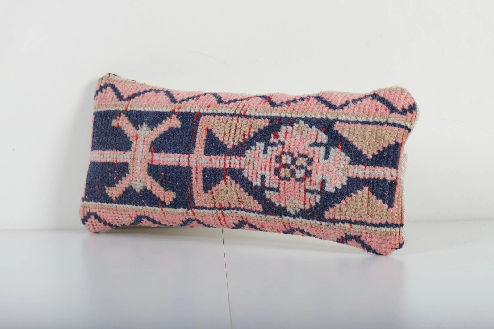 Traditional Turkish Rug Pillow Cover, Ethnic Handmade Lumbar Cover, Carpet Soft Wool Pillow photo furniture