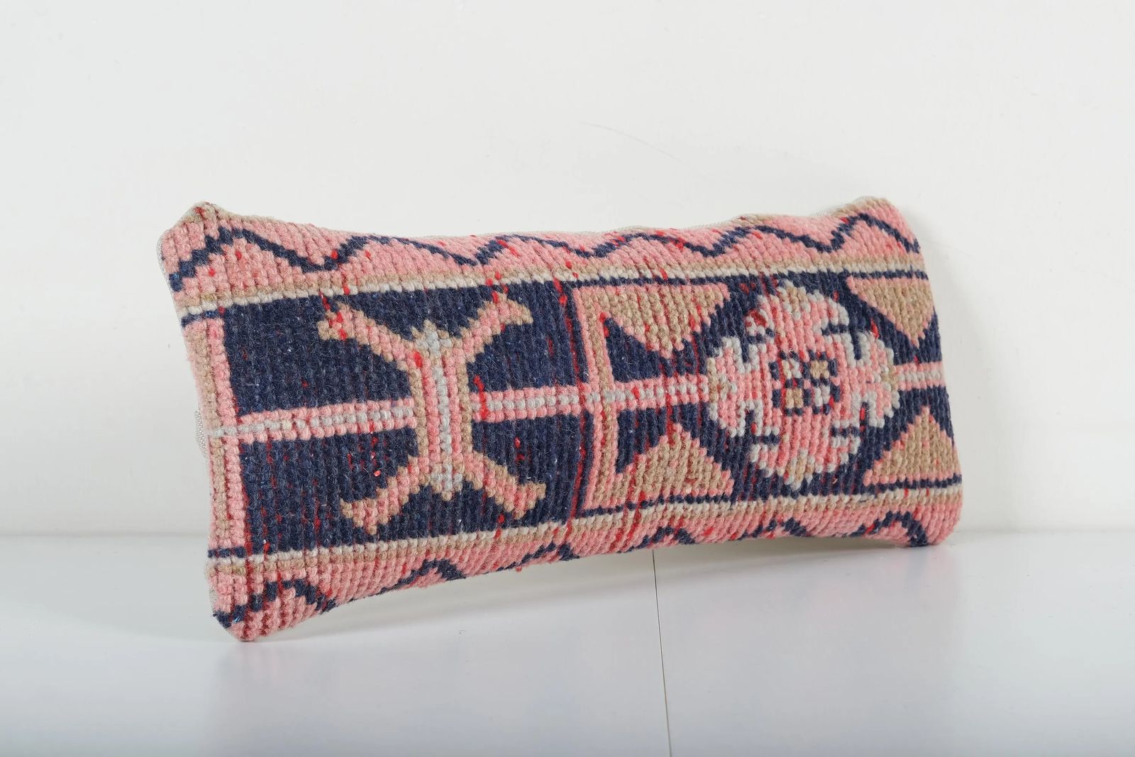 Traditional Turkish Rug Pillow Cover, Ethnic Handmade Lumbar Cover, Carpet Soft Wool Pillow photo for sale