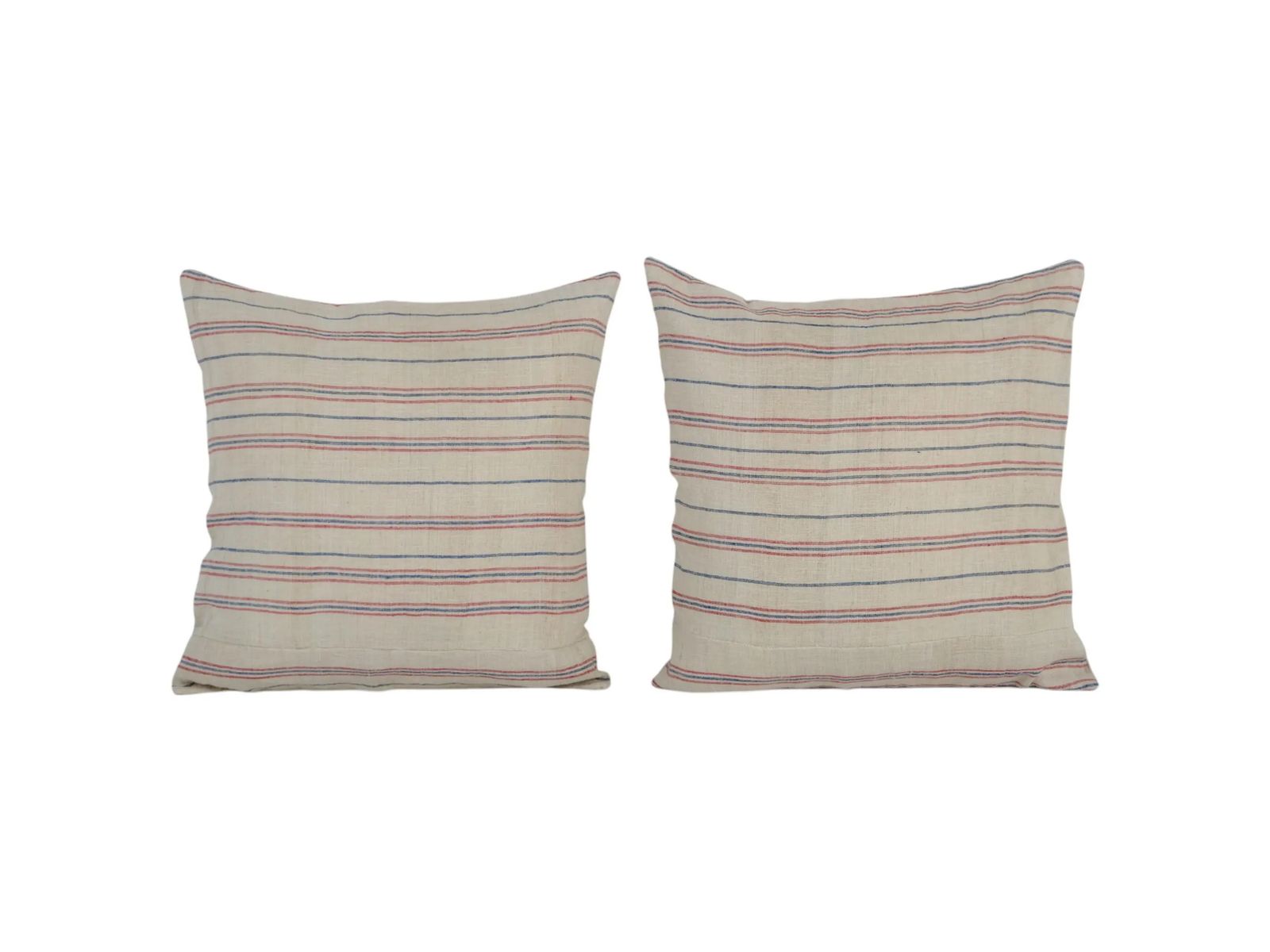 Natural Striped Lumbar Pillow Cover   Set Of Two Durable Linen Fabric