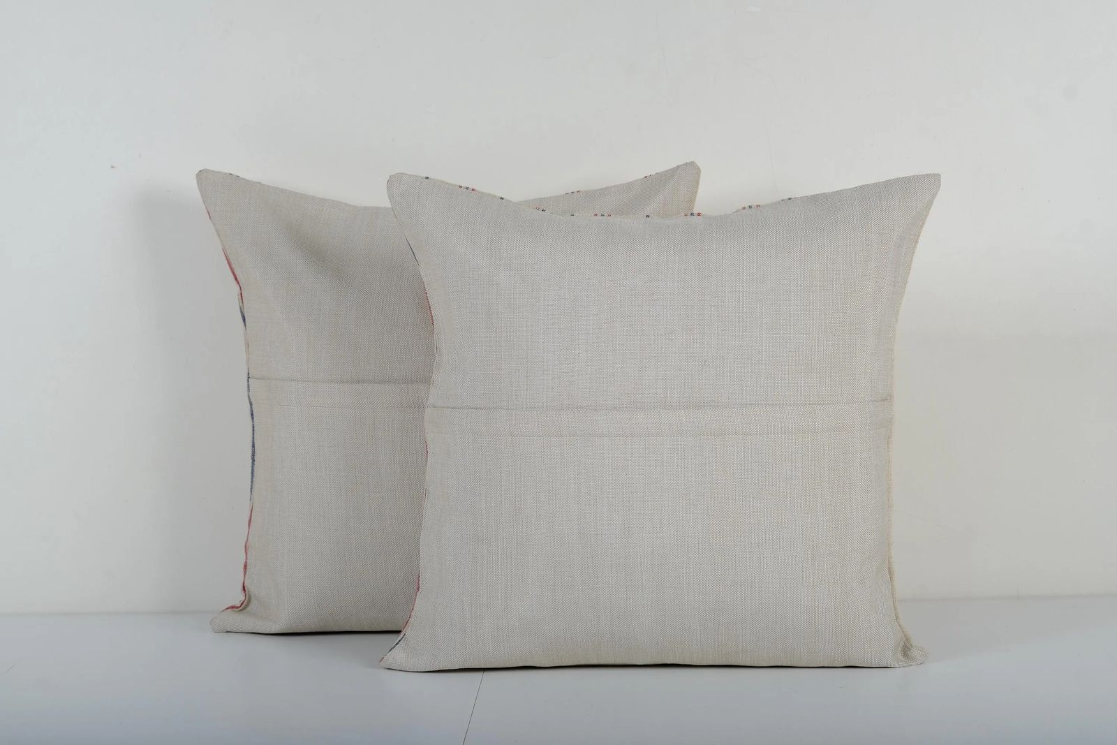 Natural Striped Lumbar Pillow Cover   Set Of Two Durable Linen Fabric photo Textiles
