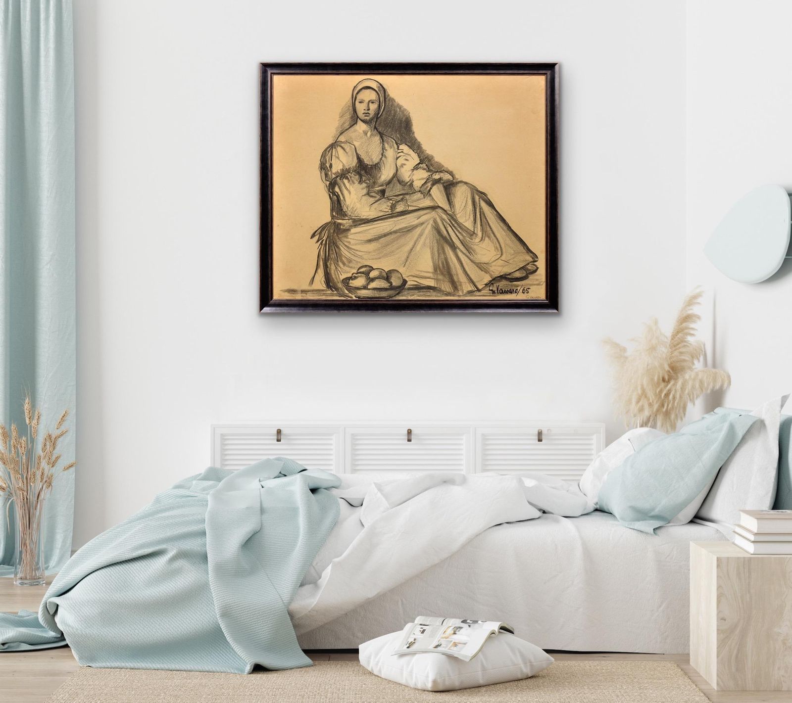 Art G. Vaccaro. La Contadina. Framed Mid 19th Century Figure Study In A Renaissance Or Baroque Style. Framed. photo