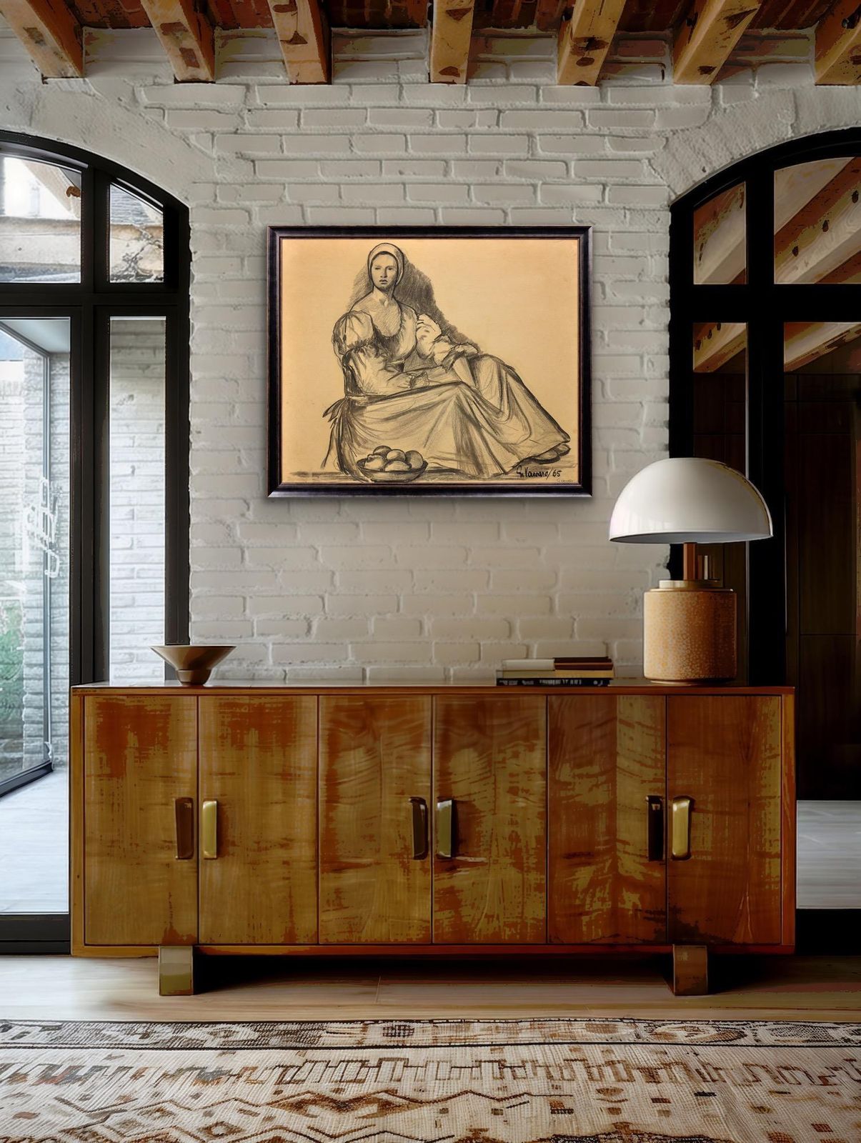 2395.0 G. Vaccaro. La Contadina. Framed Mid 19th Century Figure Study In A Renaissance Or Baroque Style. Framed. photo