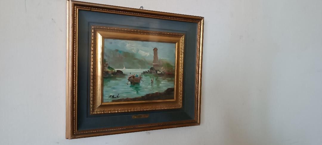 Oil Painting Giovanni Berte' 60s\70s River Landscape photo for sale