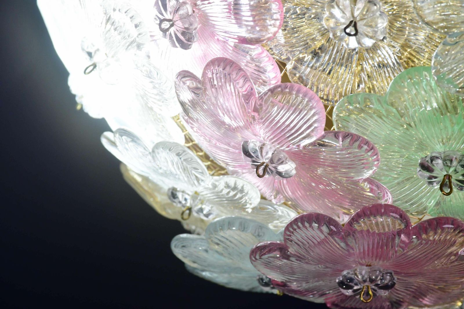 Charming Murano Barovier & Toso Flowers Flush Light Fixture, Ceiling, 1960s photo vinterior
