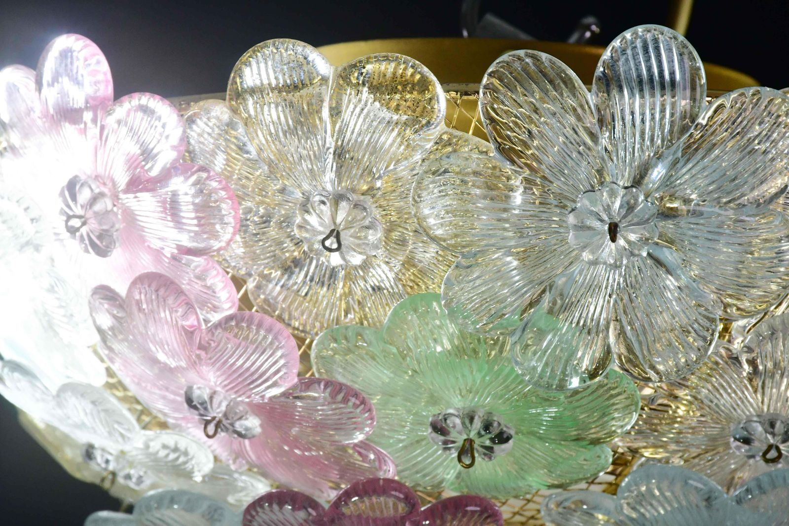Lighting Charming Murano Barovier & Toso Flowers Flush Light Fixture, Ceiling, 1960s photo