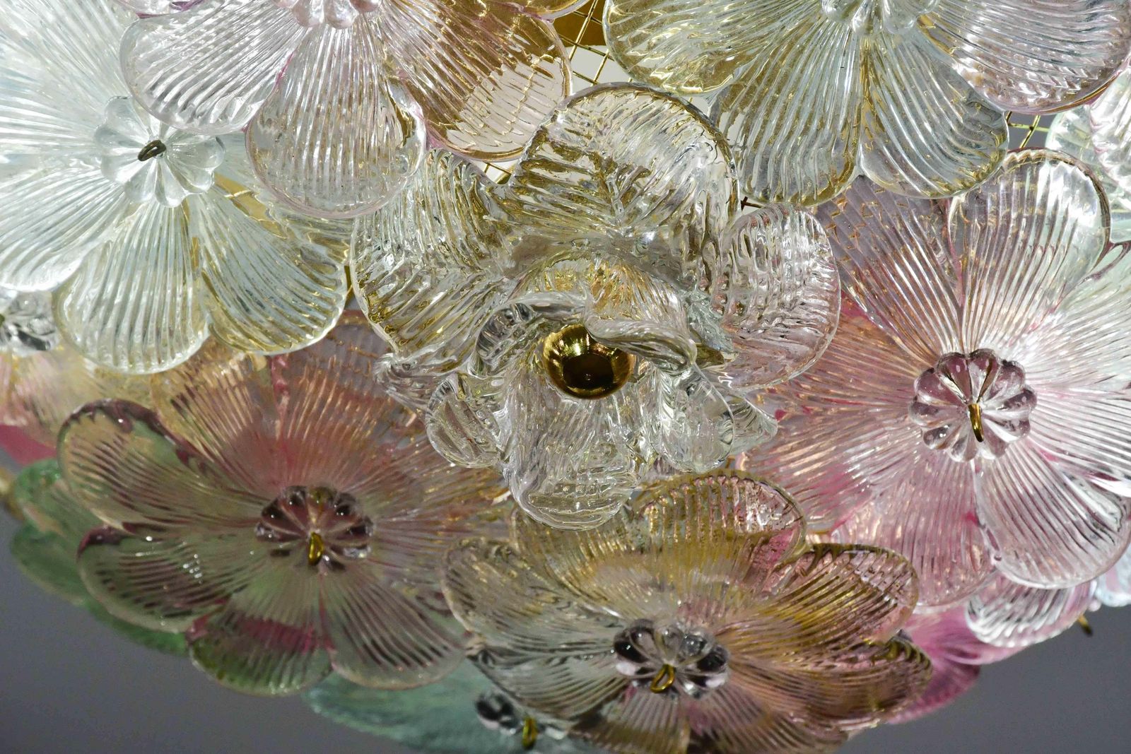 1736.0 Charming Murano Barovier & Toso Flowers Flush Light Fixture, Ceiling, 1960s photo