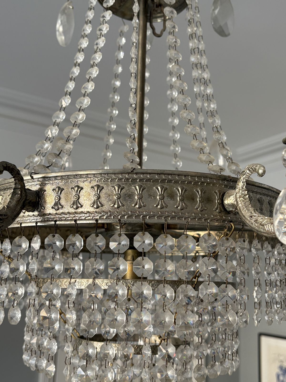 Early 20th C Tent And Bag Chandelier With Six Arms (ø55cm) photo 150.0