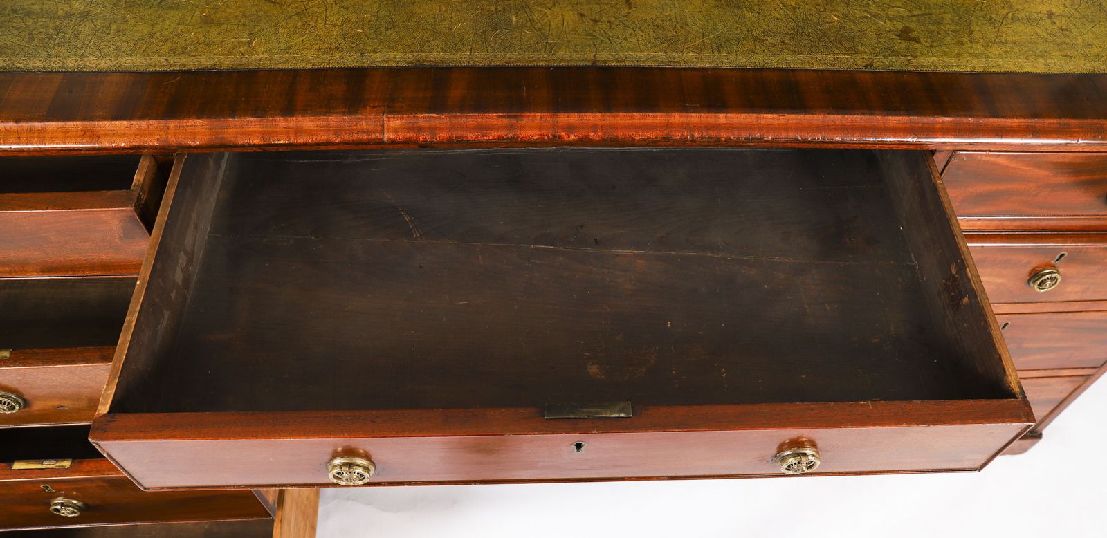 4250.0 Antique George III Flame Mahogany Partners Pedestal Desk C1790 18th Century photo