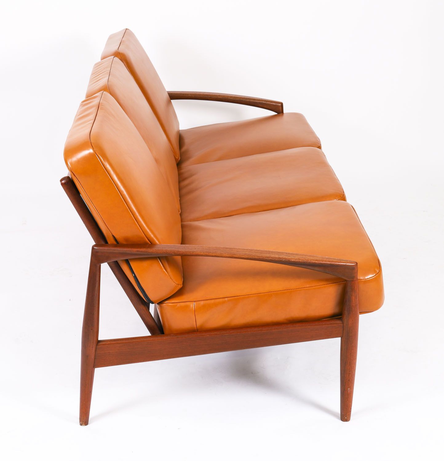 photo furniture Kai Kristiansen "Paper Knife" Teak Tree Sofa For Magnus Olesen Mid Century