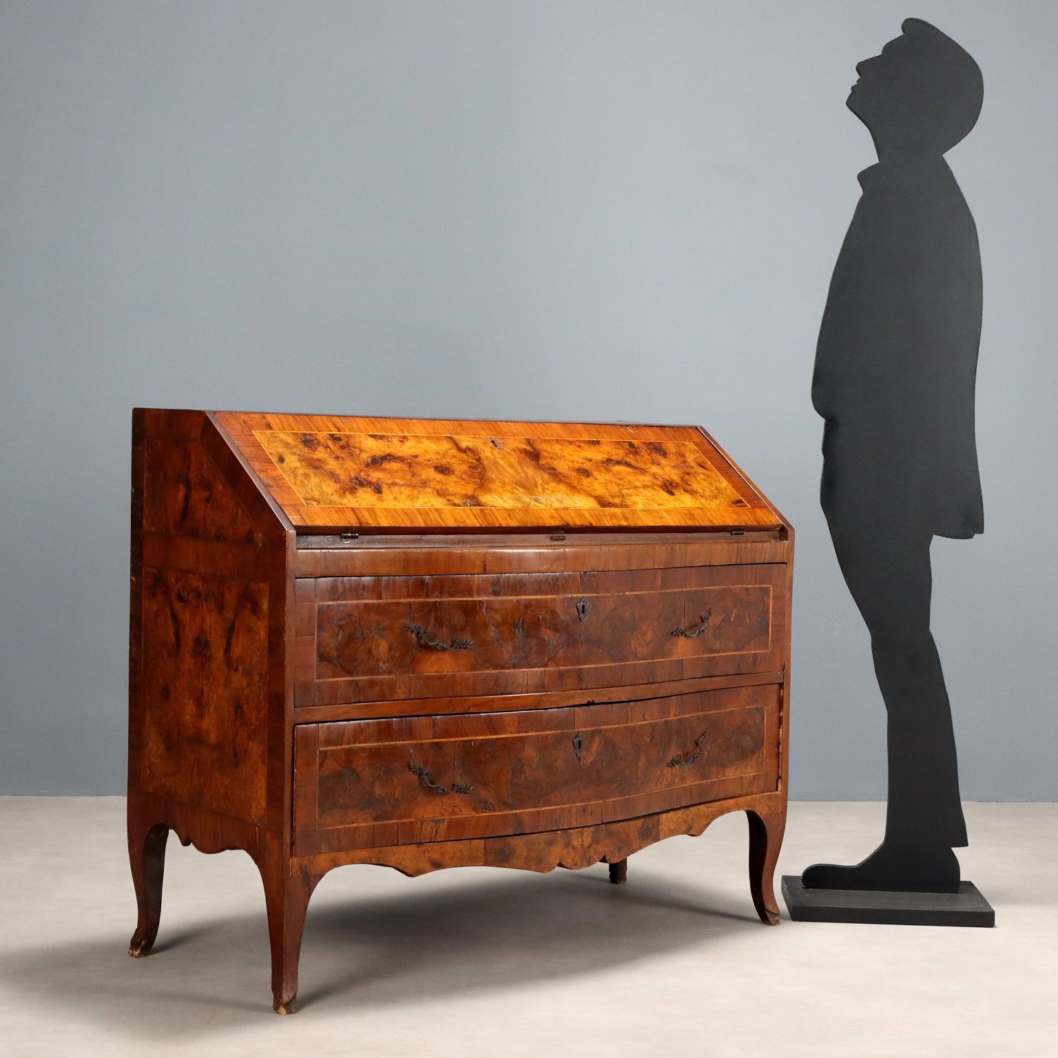 Baroque Flap Cabinet Walnut Poplar XVIII Century photo for sale