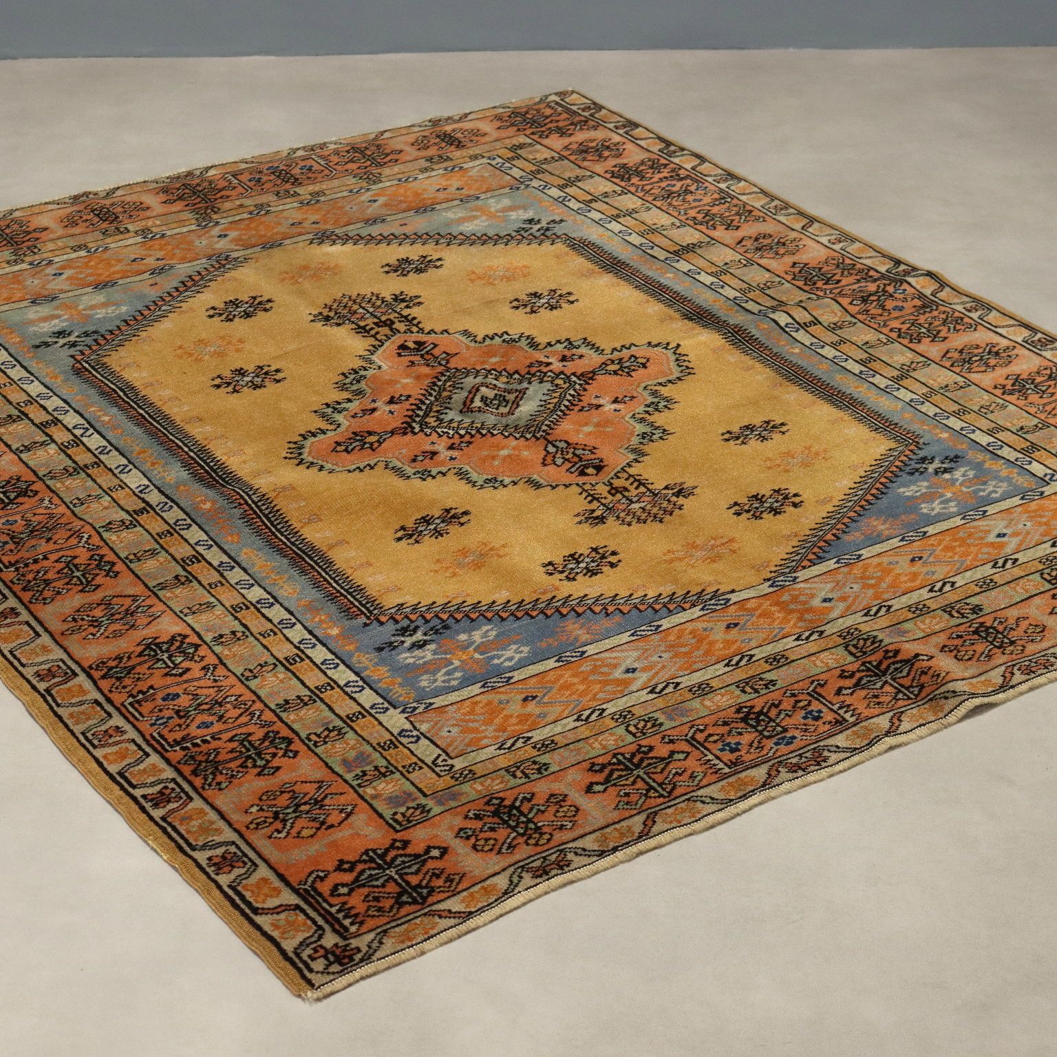 Antique Melas Carpet Cotton Wool Handmade Turkey 63 X 53 In