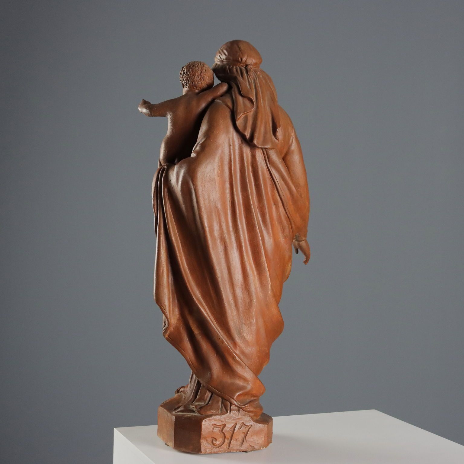 Art Modern Sculpture Virgin Mary With Child Terracotta Italy XX Century photo