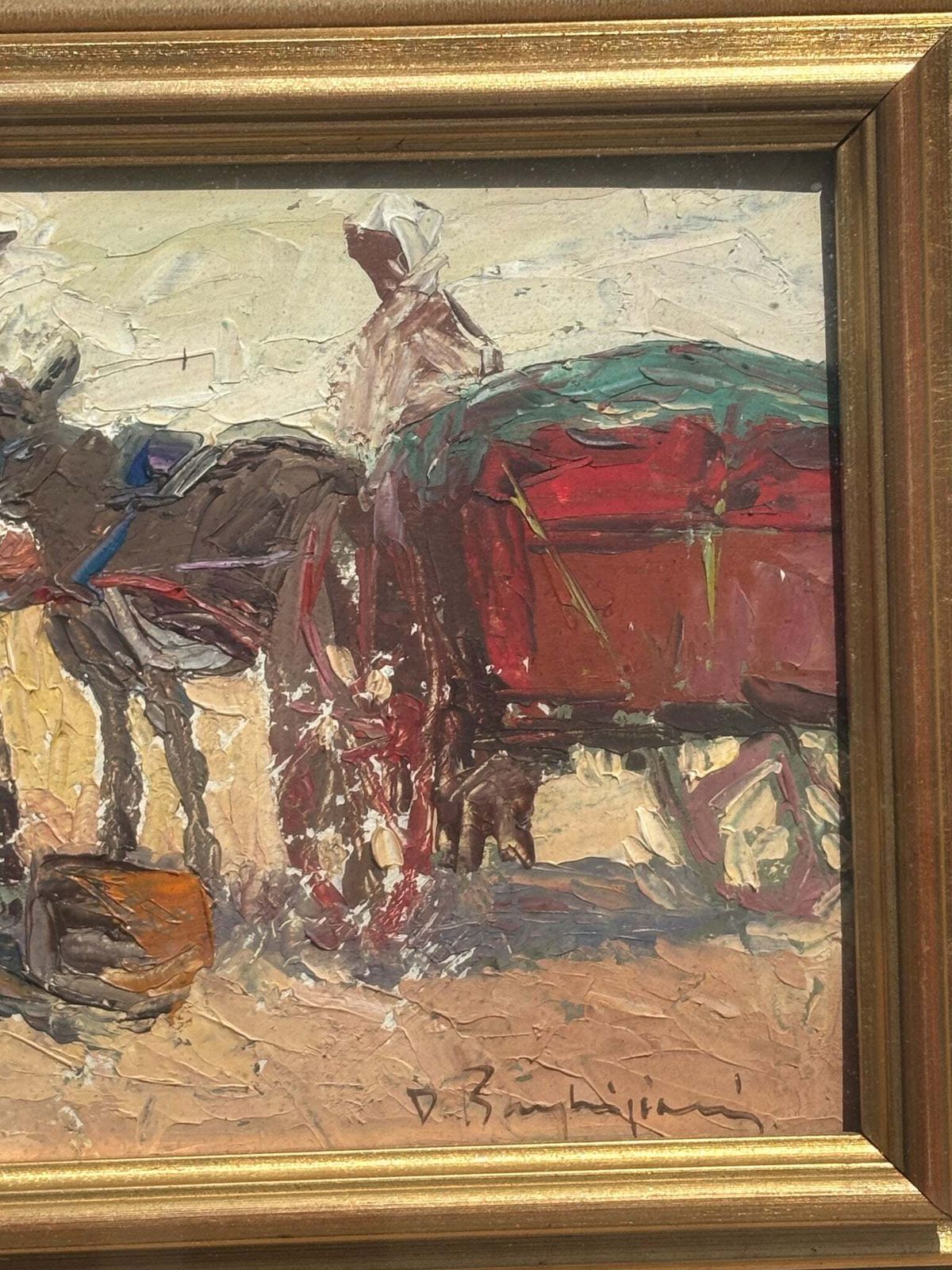Oil On Panel Painting Of Figures By Danilo Barghigiani, 1960s photo 312.0