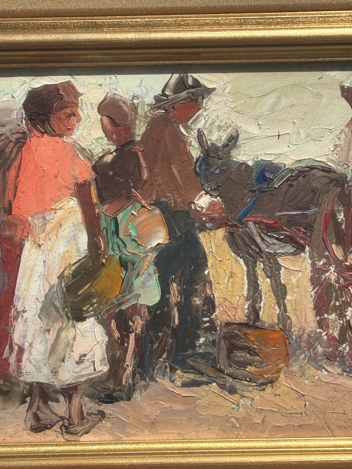 Oil On Panel Painting Of Figures By Danilo Barghigiani, 1960s photo buy