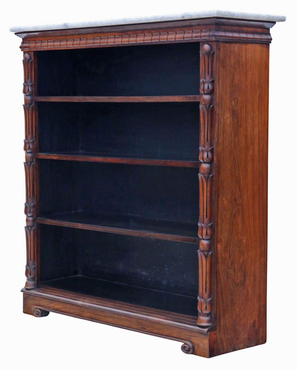 Antique 19th Century Adjustable Bookcase With Rosewood Veneer And Patinated Marble Top photo Furniture
