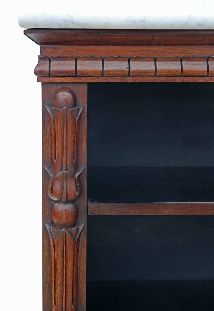 Antique 19th Century Adjustable Bookcase With Rosewood Veneer And Patinated Marble Top photo vinterior
