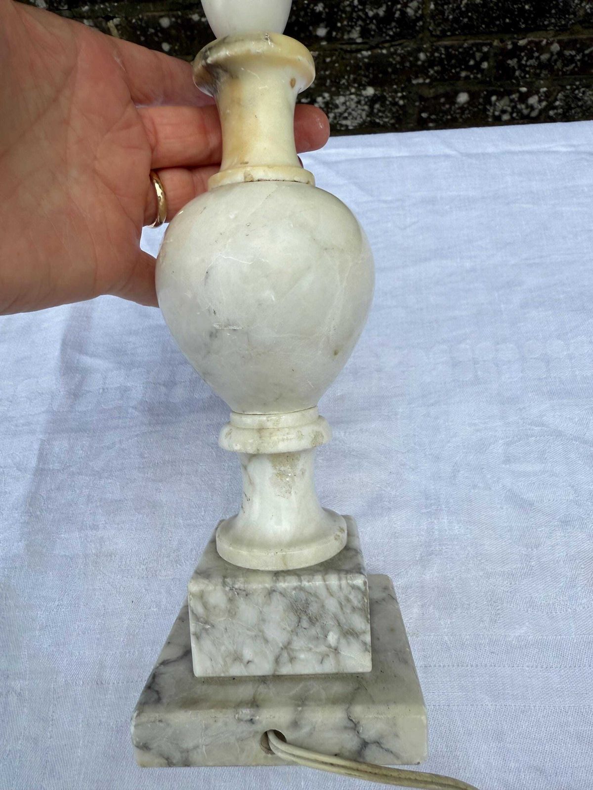 Rare Mid Century Italian Alabaster Table Lamp, Grey Table Lamp, Hand Carved Mid Century Stone Lighting, Made In Italy, Bedside Lamp Base photo furniture