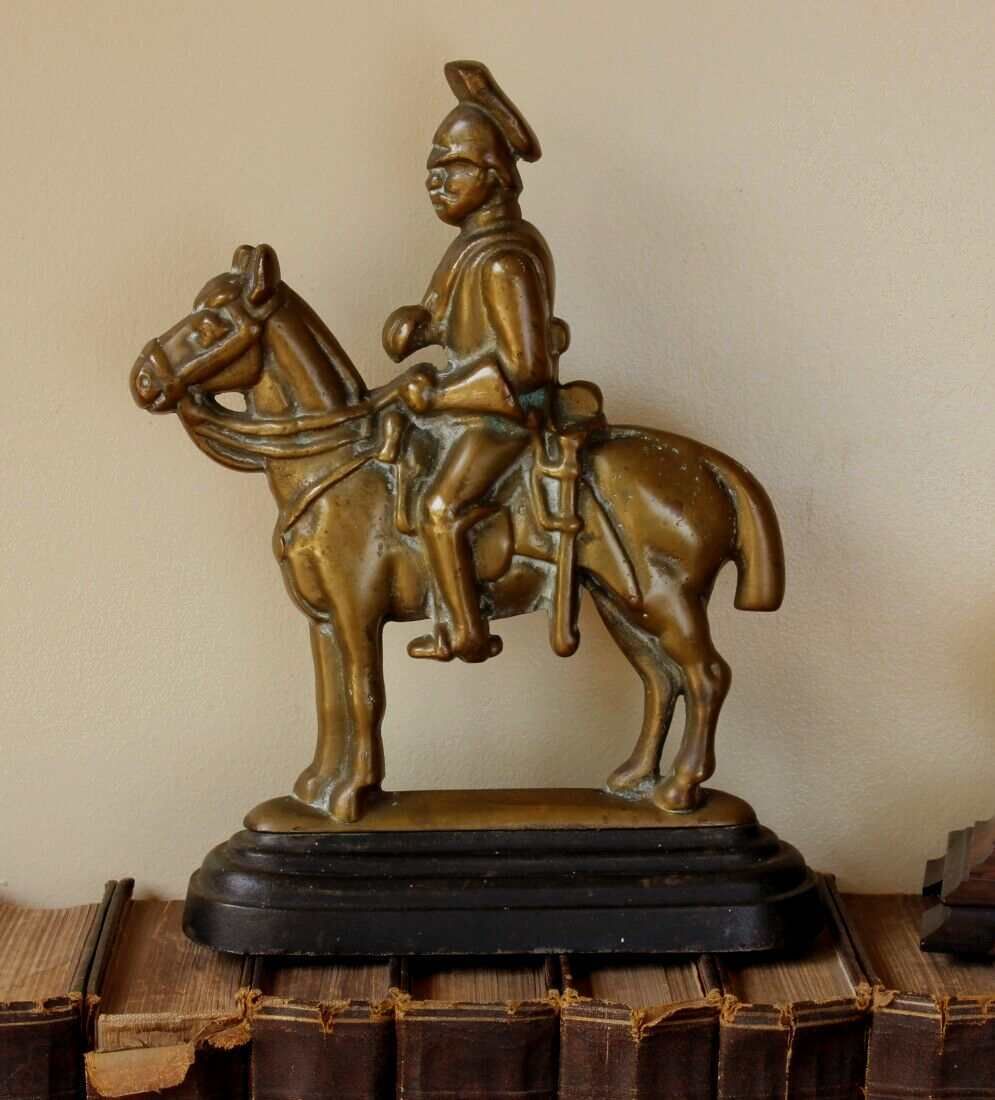 Home Decor Soldier And Horse Door Stop Porter Brass Doorstop Figure Ornament photo