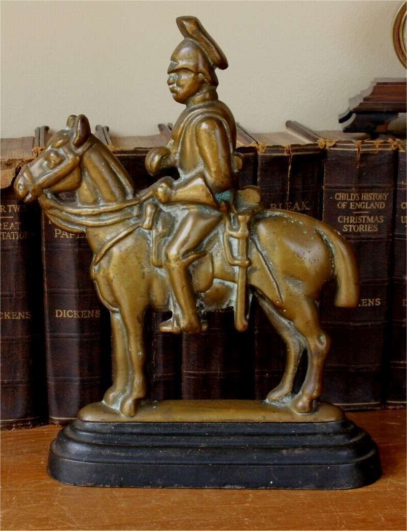 95.0 Soldier And Horse Door Stop Porter Brass Doorstop Figure Ornament photo