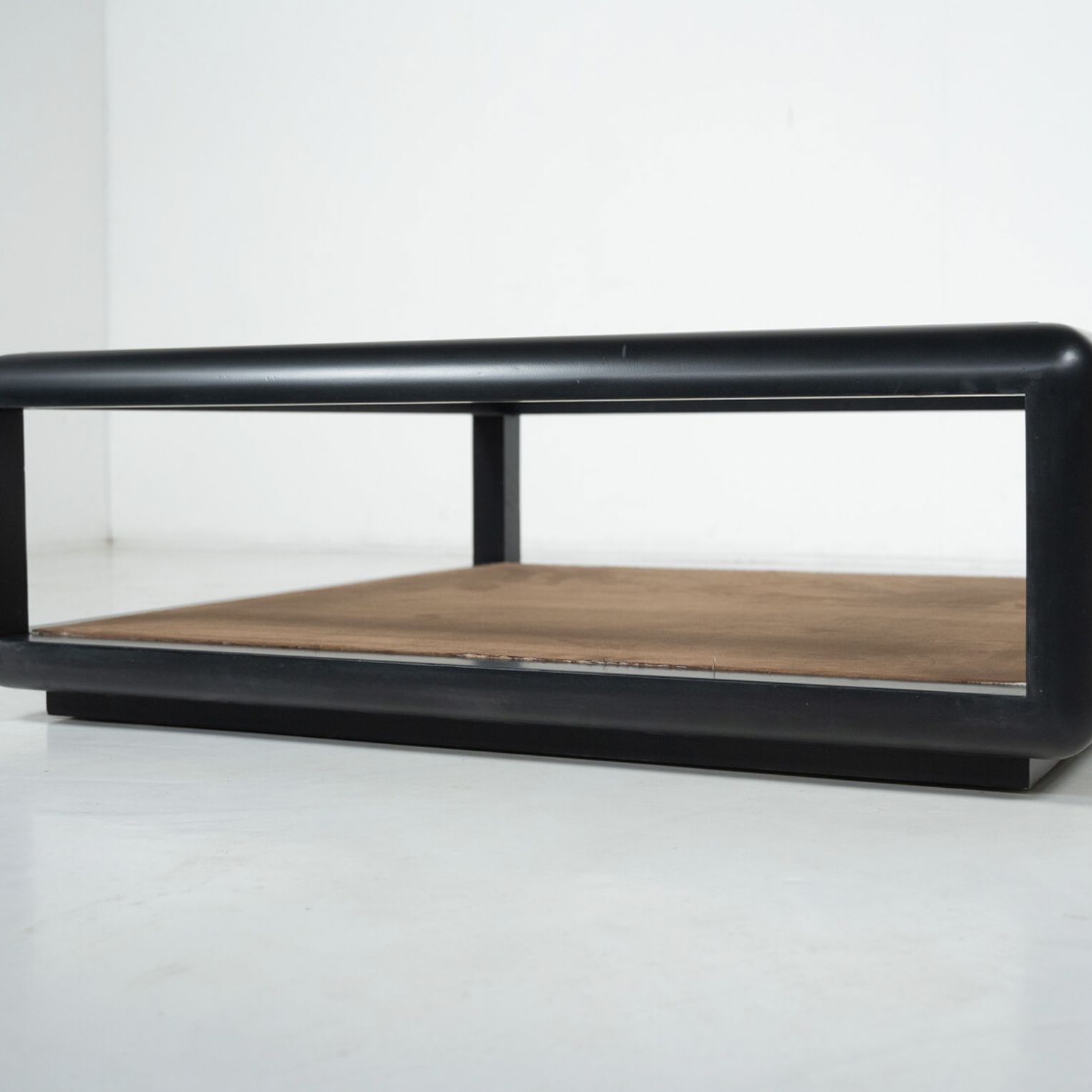 Mid Century Modern Coffee Table Attributed To Carlo Scarpa, Wood And Glass, Italy photo vintage