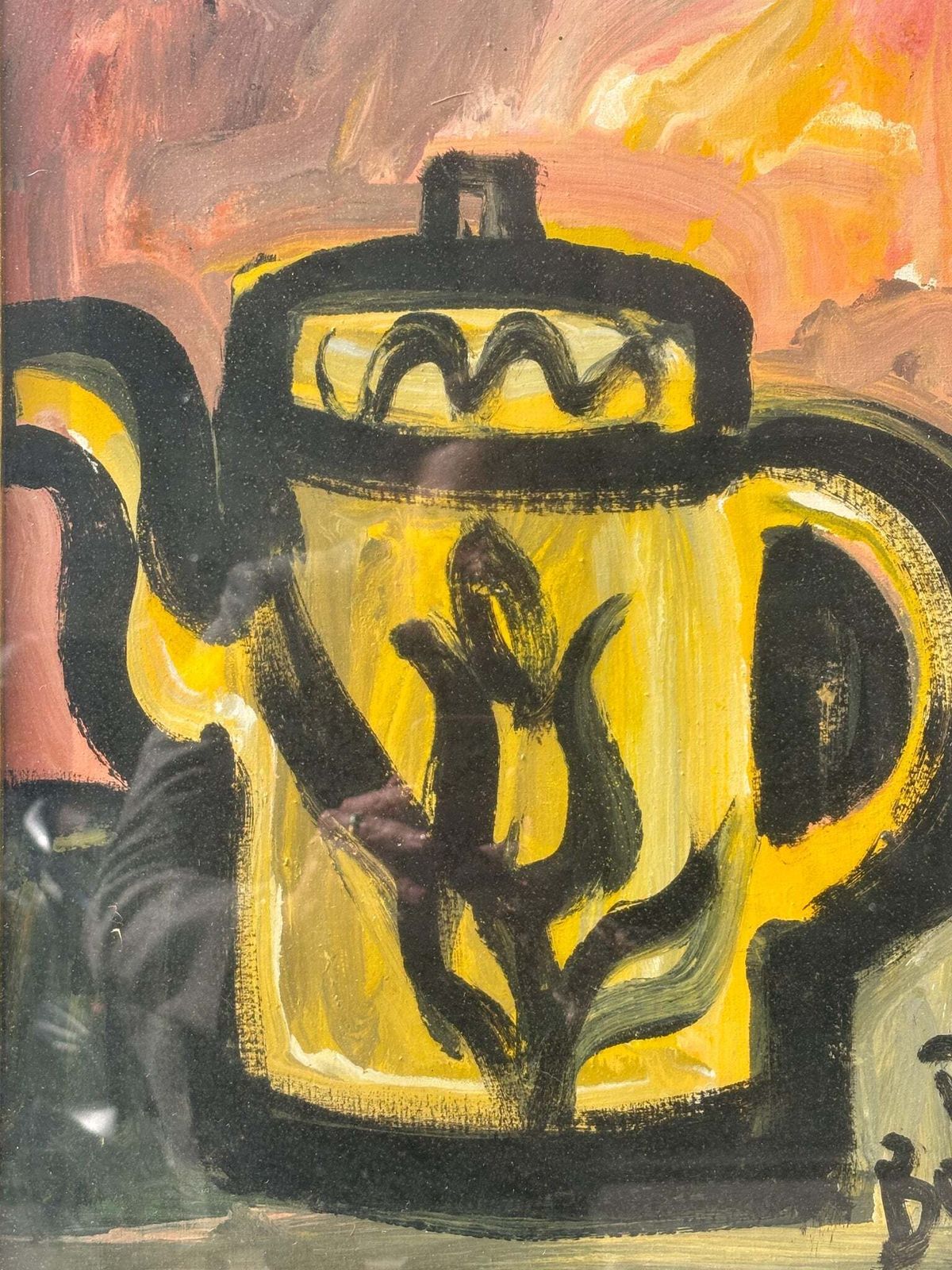 Oil On Canvas Still Life With Coffee Pot By Gustavo Boldrini, 1970s photo vintage