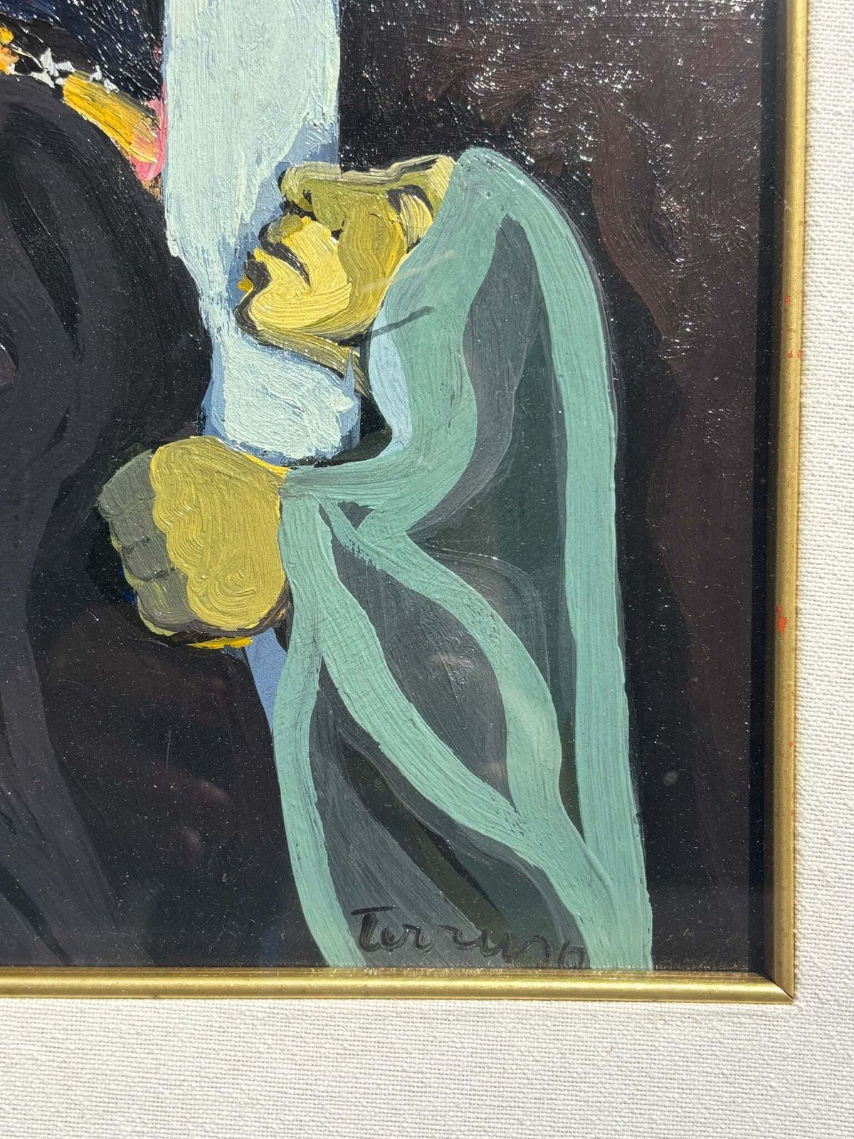 Oil On Panel Painting 'The Procession' By Saverio Terruso, 1970s photo buy