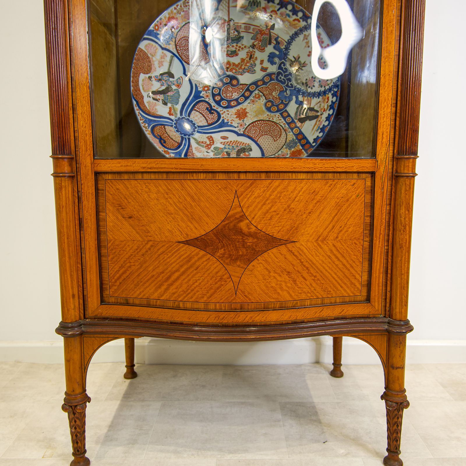Fine Antique Satinwood Display Cabinet With Inlay photo for sale