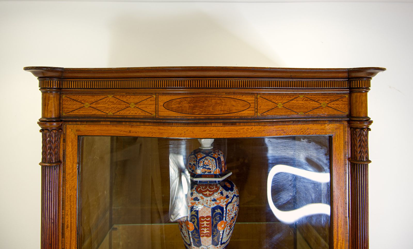 Fine Antique Satinwood Display Cabinet With Inlay photo vinterior