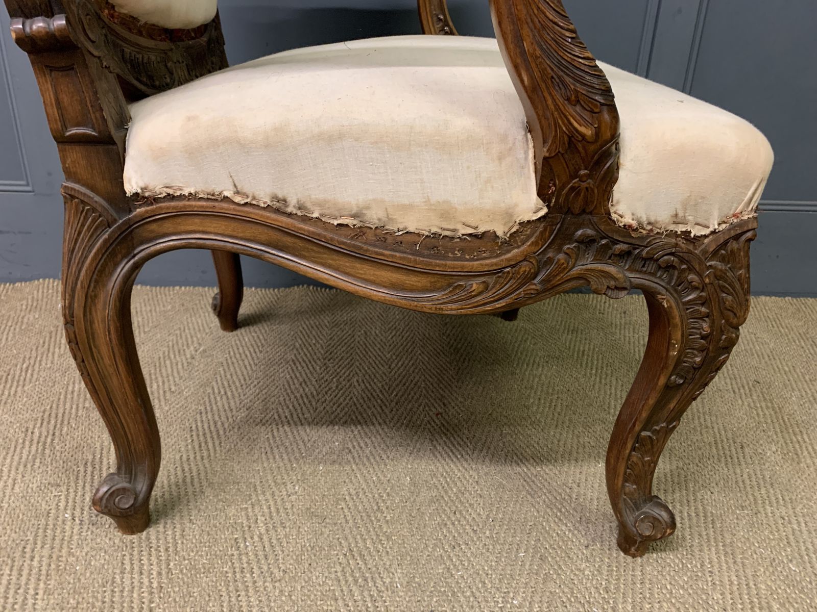 photo furniture Bold Pair Of French Walnut Fauteuils