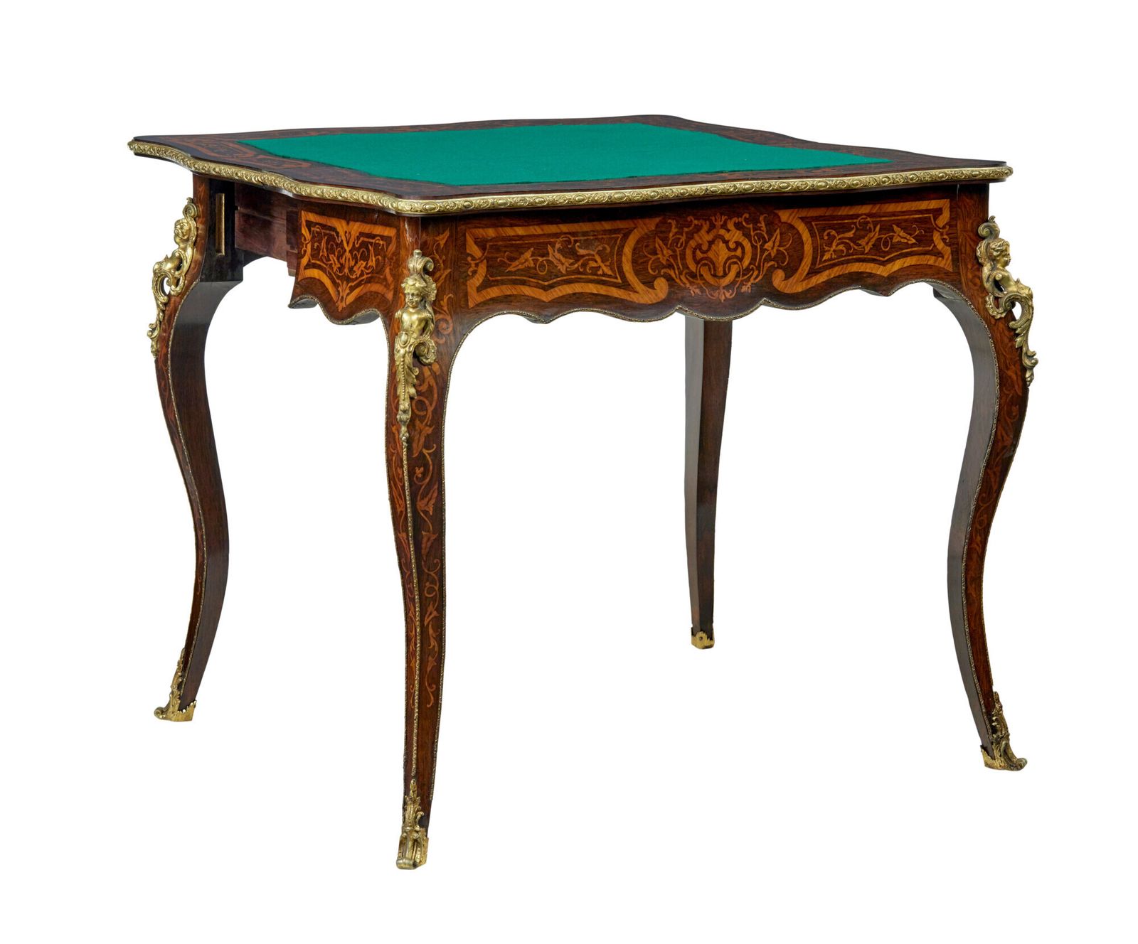 19th Century Louis XV Influenced Inlaid Card Table photo vintage