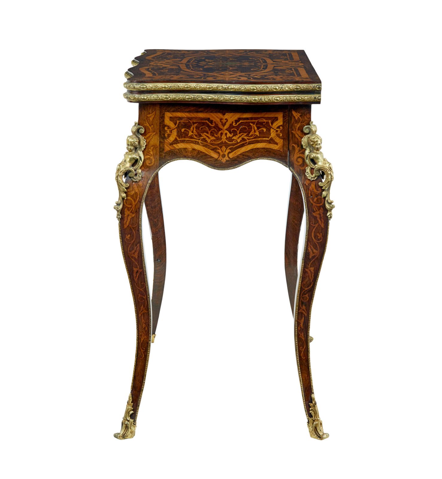 Furniture 19th Century Louis XV Influenced Inlaid Card Table photo