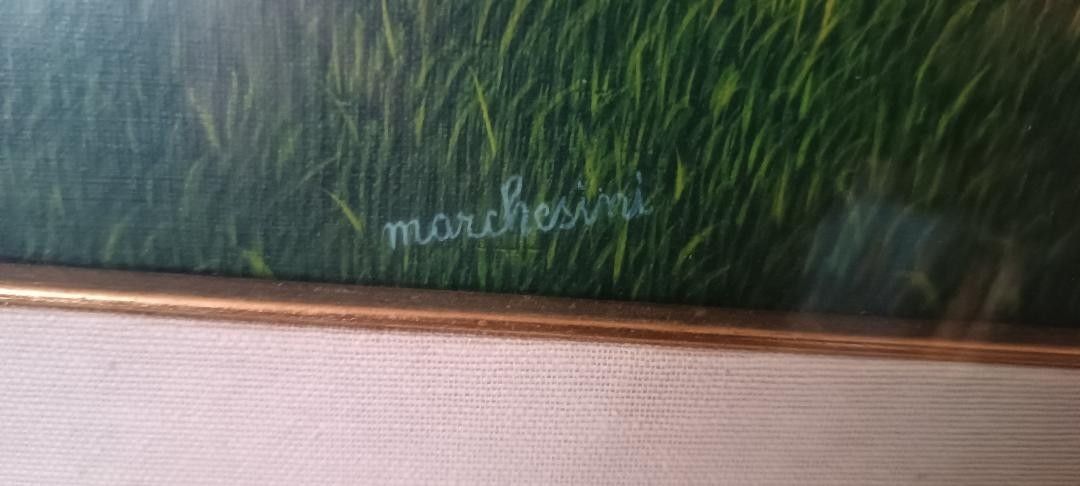 photo furniture Oil Painting On Canvas Cesare Marchesini (Monza 1939) Crucifixion Naif