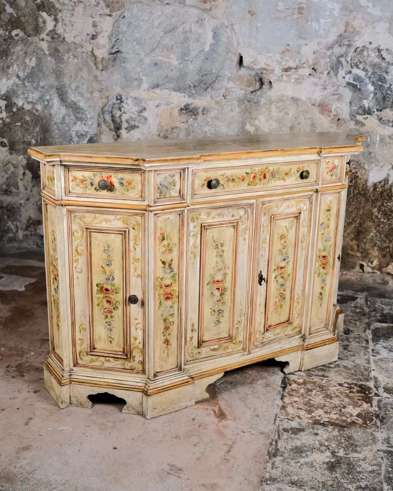 Hand Painted Venetian Style Buffet Or Console, Mid 20th Century photo 1500.0