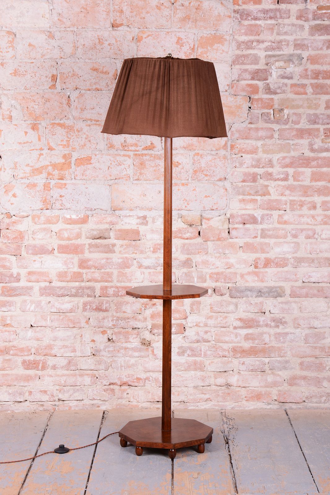Restored Art Deco Floor Lamp, Walnut, New Electrification, Czech, 1920s photo furniture