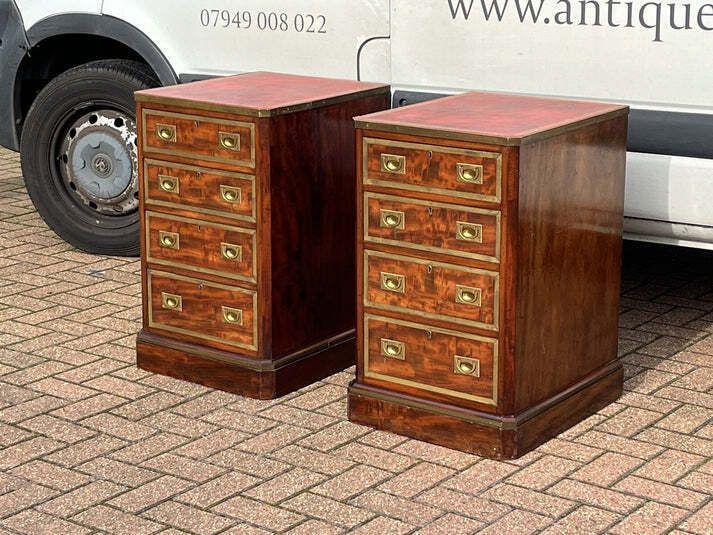 photo for sale Victorian Bedside Drawers. Mahogany With Brass Bound Decoration