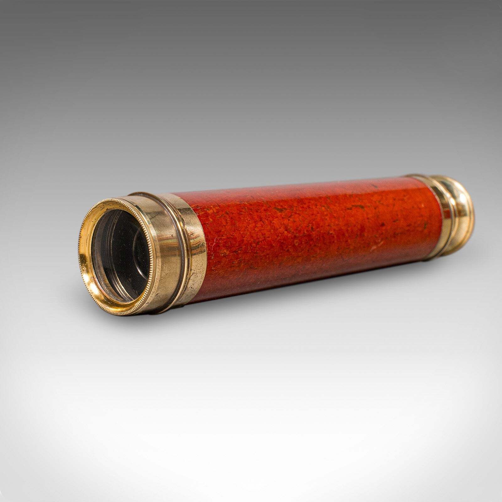 Small Antique 3 Draw Telescope, English Brass, Fruitwood, Terrestrial, Victorian photo 811.0