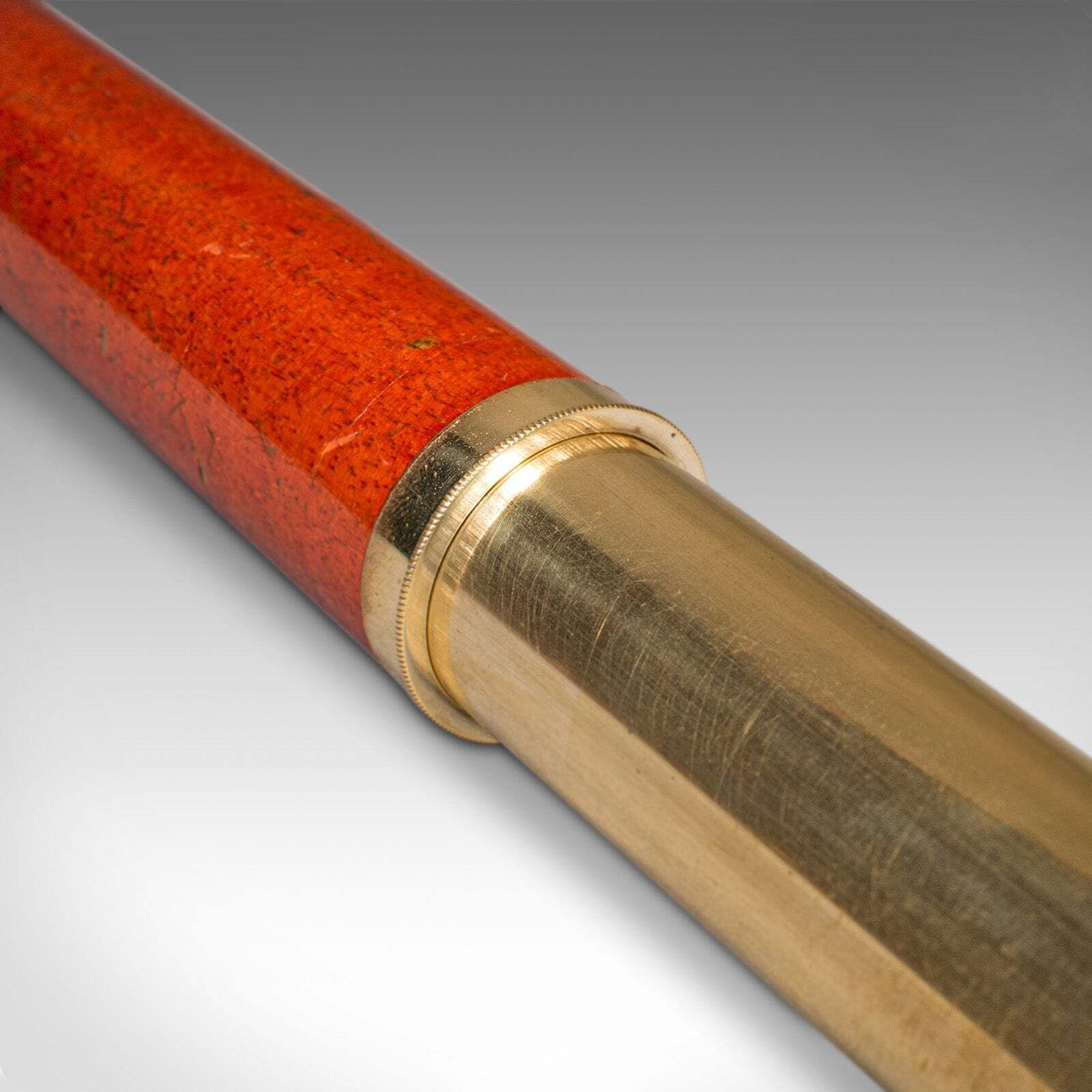 photo for sale Small Antique 3 Draw Telescope, English Brass, Fruitwood, Terrestrial, Victorian