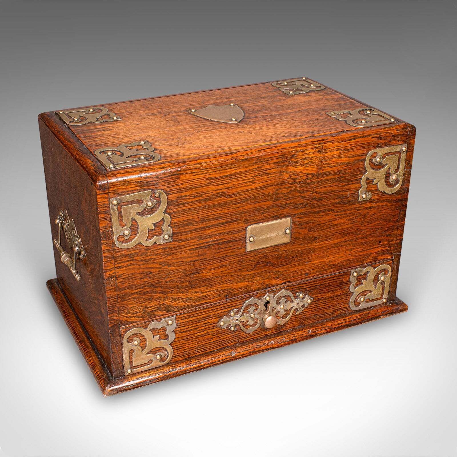 Antique Metamorphic Stationery Case, English Oak Rotating Writing Box, Edwardian