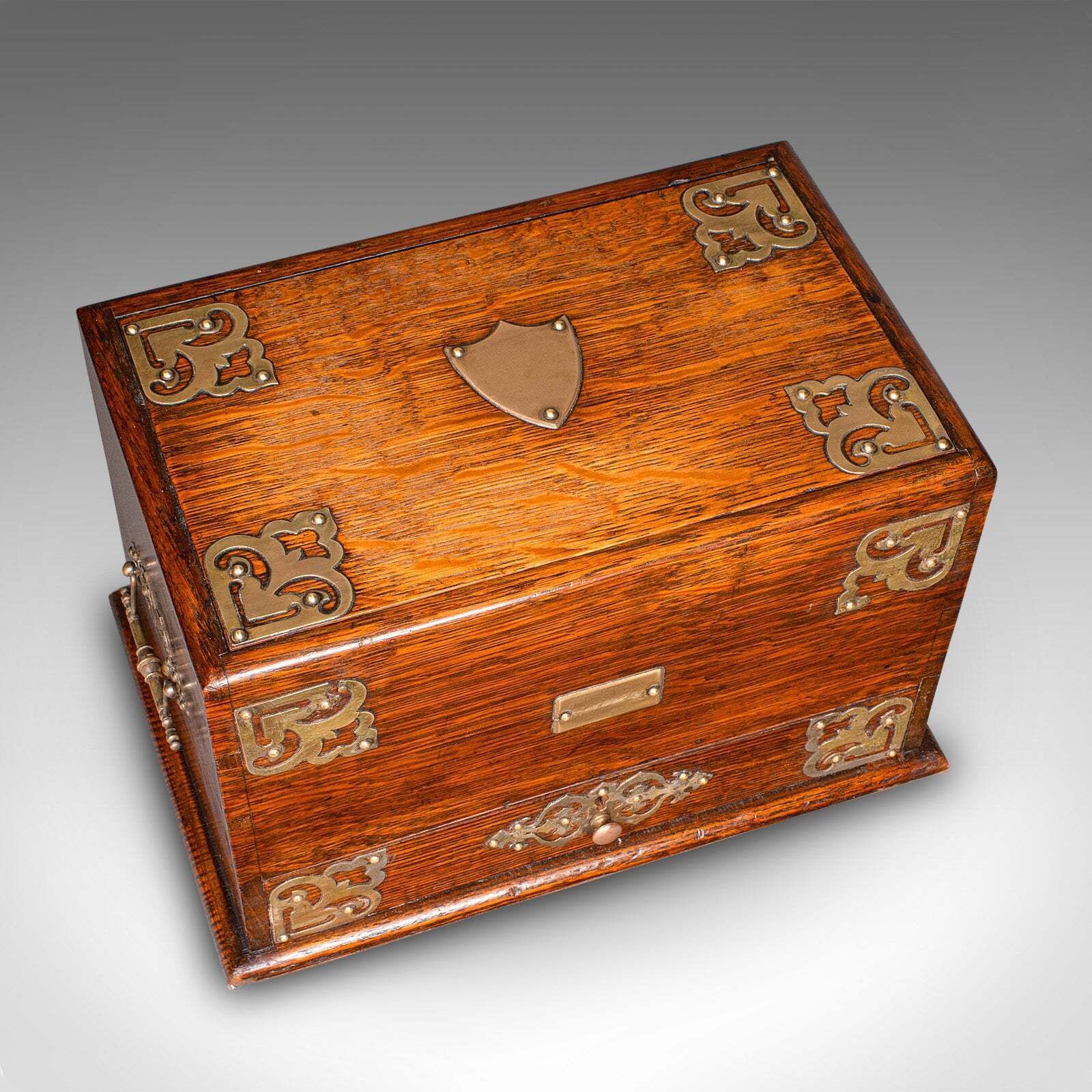 photo furniture Antique Metamorphic Stationery Case, English Oak Rotating Writing Box, Edwardian