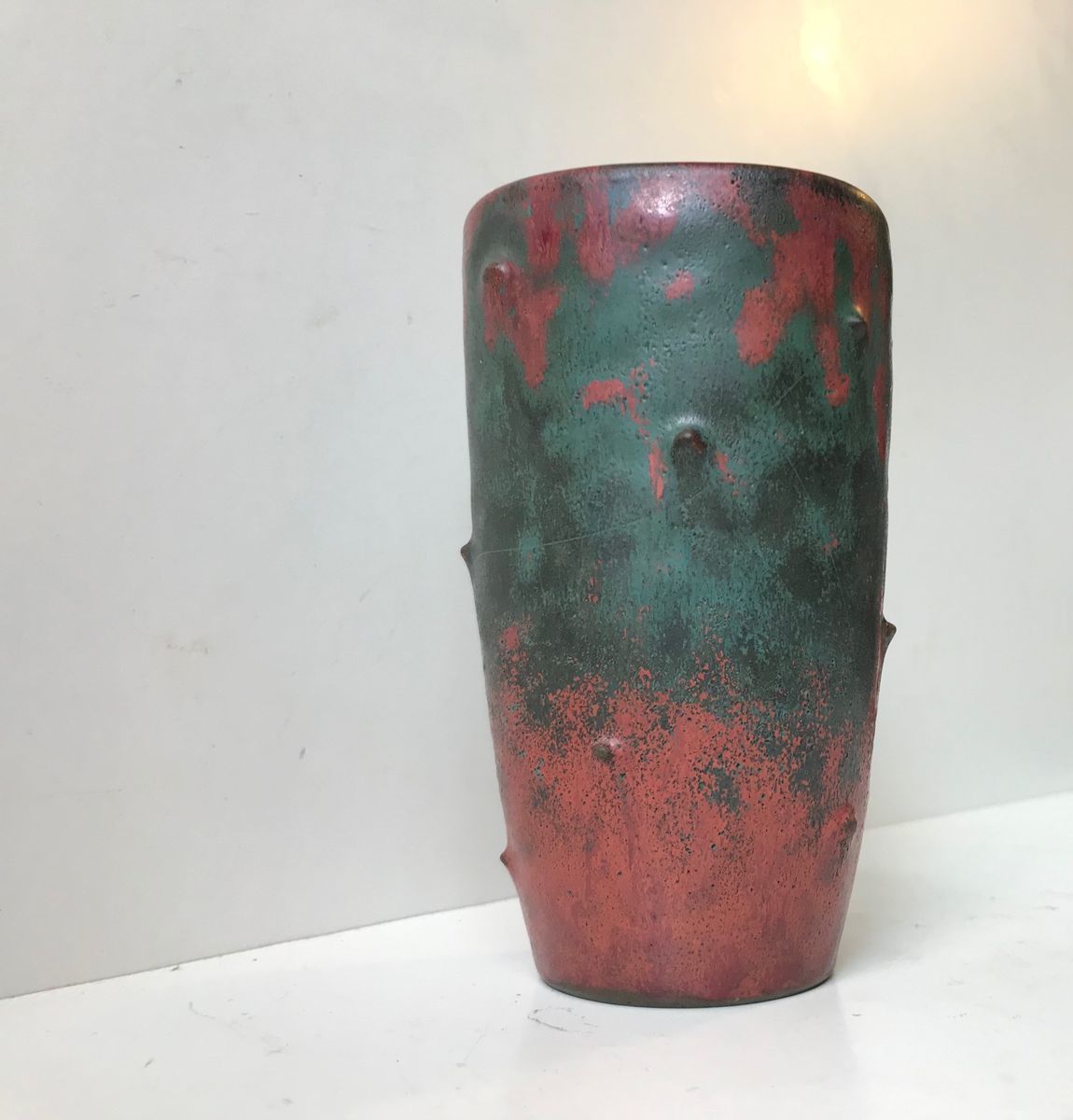 Ceramic Art Deco Vase With Camou Glaze By Niels Peter Nielsen For Dagnaes, 1940s