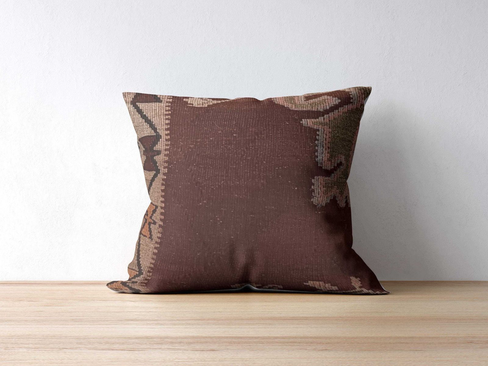 Pillow For Sofa, Vintage Kilim Throw Pillow, 45x45cm Handmade Kilim Cushion, Vintage Kilim Pillow, Brown Cushion, Hand Knotted Pillow