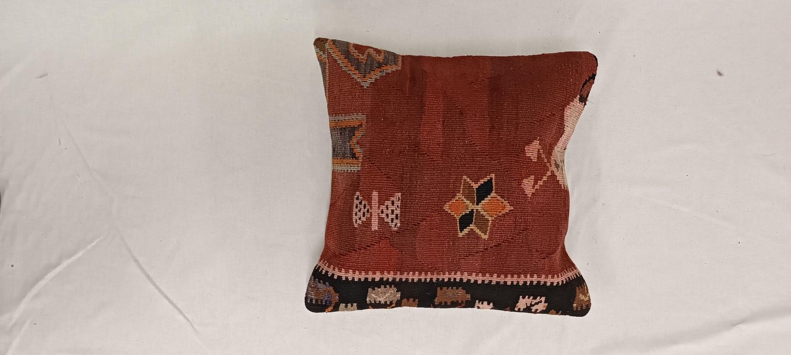 Traditional Turkish Kilim Cushion, 45x45 Cm Handmade Kilim Cushion, Vintage Kilim Pillow, Hand Knotted Pillow For Sofa, Couch Pillow photo furniture