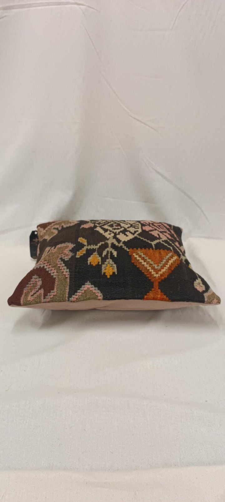 Vintage Turkish Kilim Cushion Cover: 18" Orange Medallion Rug Pillow photo buy