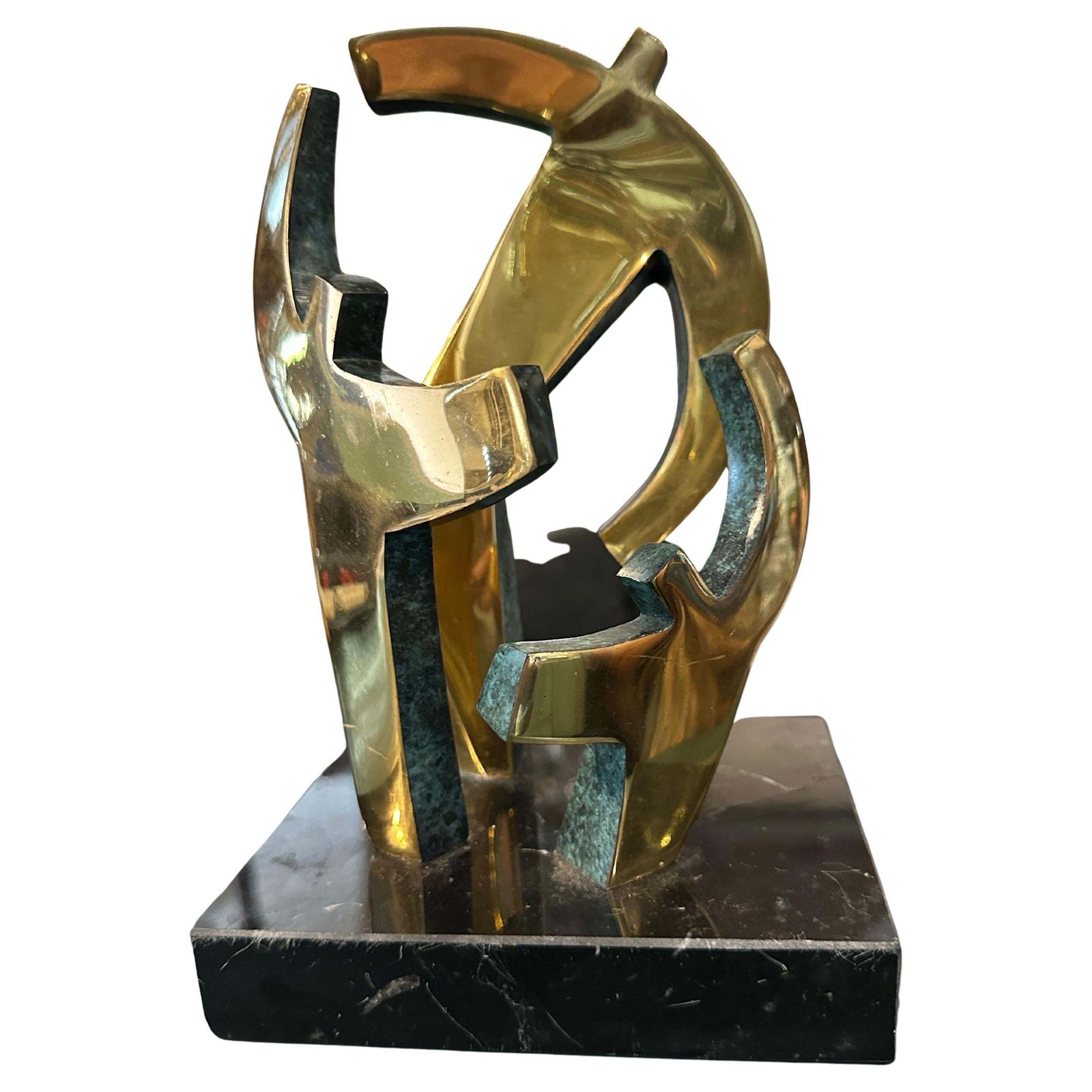 1990s Modernist Gilded Bronze And Marble Sculpture By Gaudio photo furniture