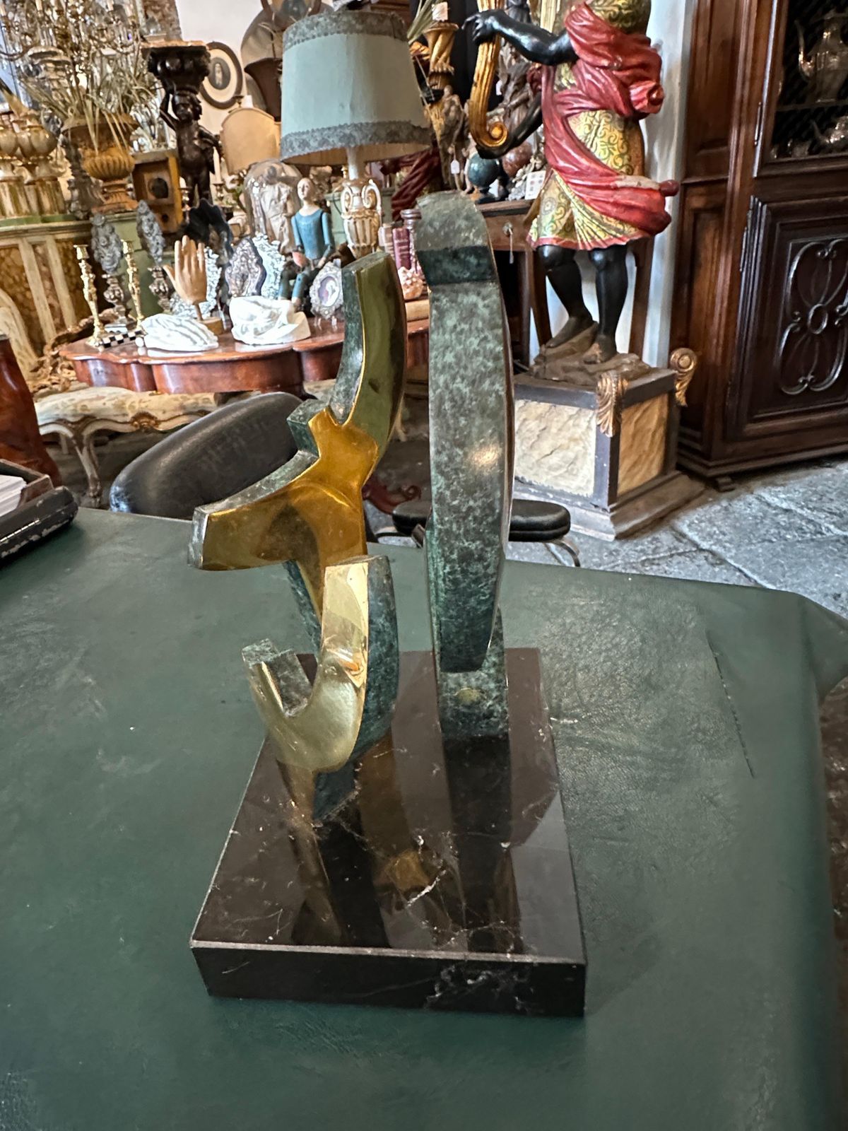 1990s Modernist Gilded Bronze And Marble Sculpture By Gaudio photo buy