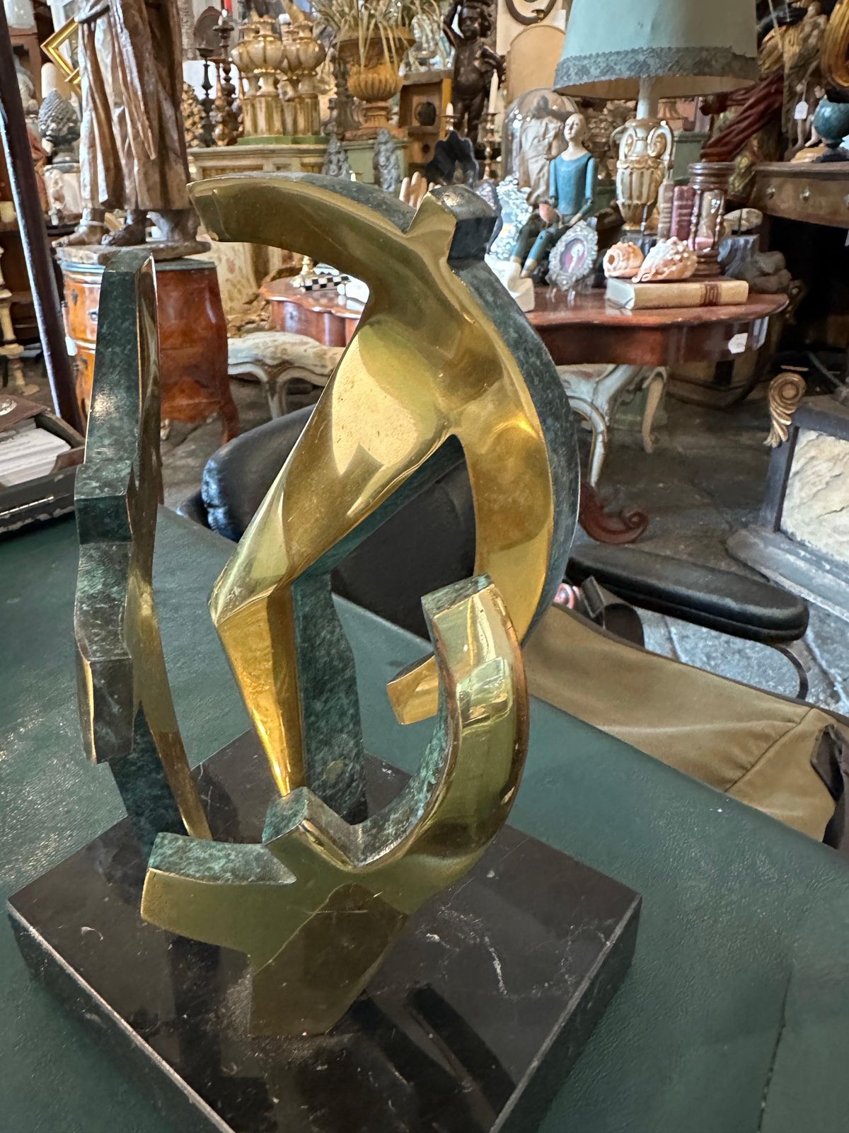 photo furniture 1990s Modernist Gilded Bronze And Marble Sculpture By Gaudio
