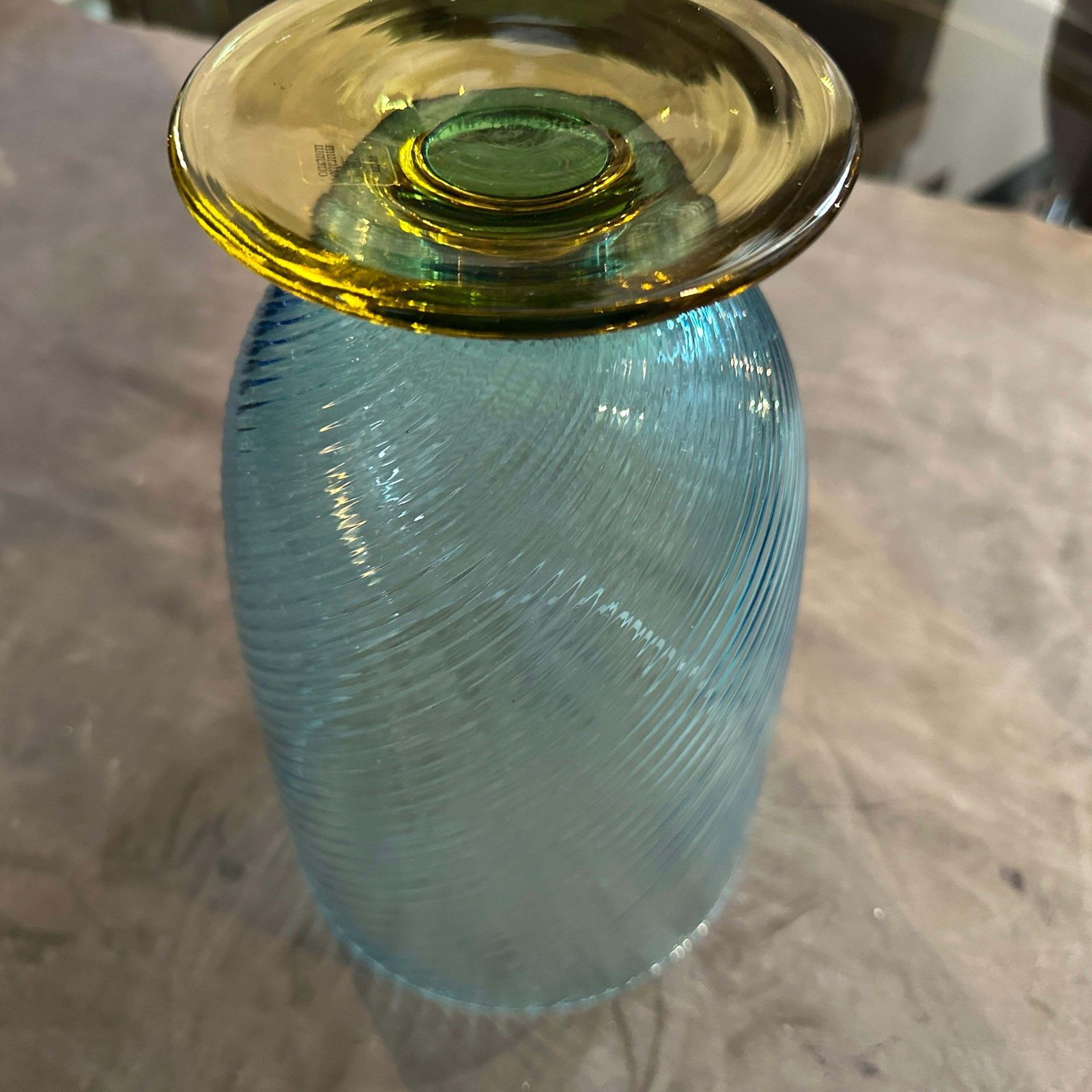 1980s Modern Blue And Yellow Murano Glass Vase By Carlo Moretti photo for sale
