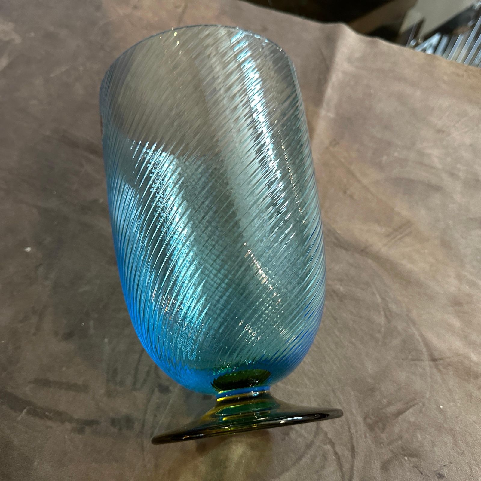 1980s Modern Blue And Yellow Murano Glass Vase By Carlo Moretti photo 778.0