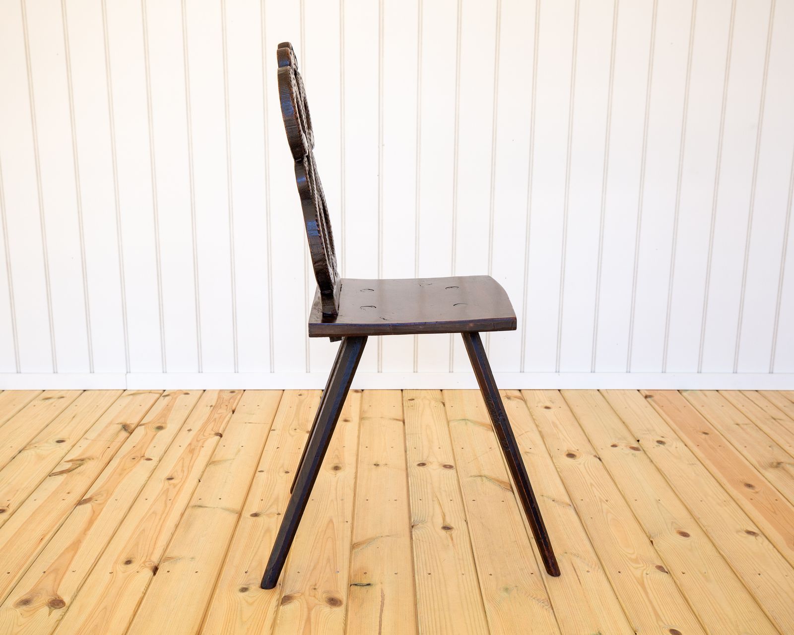 photo vinterior 18th Century Folk Art Carved Chair Swiss Alp Historical Alsace Escabelle Tyrolean Sgabello Animal Snake Alpine Alsatian French 1770 Fine Antique